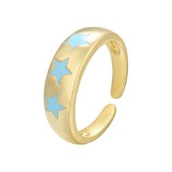 bicup Ring Ringe Damen Bijouterie Herren Stern Offener Ring Für Frauen Sommer Tropfende Romantische Mädchen Ring Party Ring Goldblau von bicup