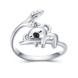 bicup Ring Ringe Damen Bijouterie Herren Tierring Einfache Accessoires Schöner Koala Ring Für Frauen Tag Hochzeit Größe 7-9 7 S von bicup