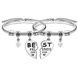 Geschenk für beste Freunde, 2 Stück Perlen-Herz-Anhänger-Armband für Frauen, Damen, Mädchen, Kollegen, Schwestern, Klassenkameraden, Geschenk von bifriend