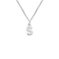 S925 Silber A-Z 26 Initiale Kristall Anhänger Kette Choker Halskette für Damen Mädchen, Kristall, Strass von bifriend