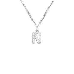 S925 Silber A-Z 26 Initialen Kristall Anhänger Kette Choker Halskette für Damen Mädchen, Kristall, Strass von bifriend
