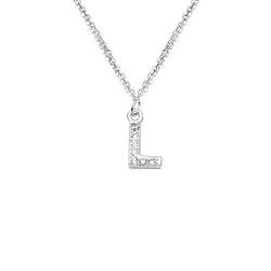 S925 Silber A-Z 26 Initialen Kristall Anhänger Kette Choker Halskette für Damen Mädchen, Kristall, Strass von bifriend