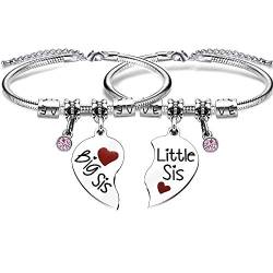 Schwester-Armband, Geschenk mit Anhänger, Schlangenarmband für 2 Schwestern, Bithday Weihnachten, Large, Kristall von bifriend