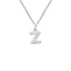 bifriend S925 Silber A-Z 26 Initialen Kristall Anhänger Kette Choker Halskette für Damen Mädchen, Kristall, Strass von bifriend