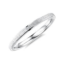 bigsoho Modeschmuck Damen Ring 2mm breit Edelstahl sandgestrahlt Ehering Verlobungsring Trauring Geschenk (Silber, 54 (17.2)) von bigsoho