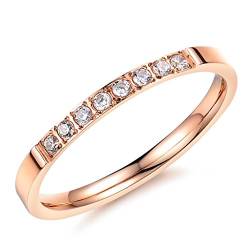 bigsoho Modeschmuck Edelstahl Rosegold plattiert Ehering Zikronia Steine Damen-Ring 2mm breit (54 (17.2)) von bigsoho