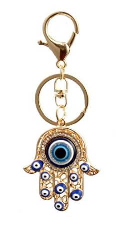 bijouxmodefashion Taschenschmuck, Schlüsselanhänger Hand der Fatima und schützendes Auge aus vergoldetem Stahl., goldfarben von bijouxmodefashion