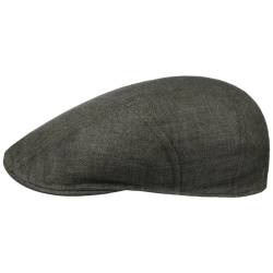 Herringbone Leinen Flatcap  , Gr. 58 cm, Fb. dunkeloliv