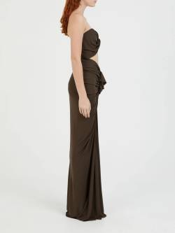 Maxikleid mit Cut-Out Taupe