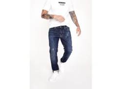 Slim-fit-Jeans FIVE FELLAS "DANNY" Gr. 34, Länge 32, blau (dunkelblau 518, 12m) Herren Jeans Slim Fit