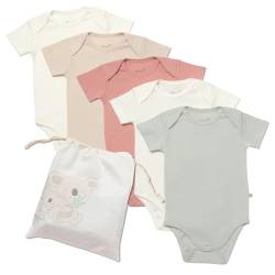 biorganic Baby-Body kurzarm - Baby Bodysuits aus Bio-Baumwolle - Body Baby Junge und Mädchen - 5er Pack Bodys Baby mit Druckknöpfen - Babykleidung dehnbarer Ausschnitt - Multicolored von biorganic