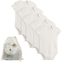 biorganic Kurzarmbody (5er Pack) für Jungen und Mädchen, Unisex, Ecru Baby Body (Set, 6-tlg., 5er-Pack Bodys & 1 Beutel) Kurzarm, 100% Bio-Baumwolle, GOTS-zert., mit praktischen Druckknöpfen von biorganic