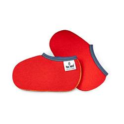 biped Kinder Stiefelsocken ZWERGPINGUIN - Gummistiefelsocken in rot oder blau - Socken für Ski- und Schlittschuhe, Füßlinge für Reitstiefel z2742(rot-25-26) von biped