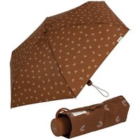 bisetti Taschenregenschirm Damen-Regenschirm, klein, stabil, kompakt, mit Handöffner, gedeckte Farben mit Bögen-Motiv - braun von bisetti