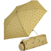 bisetti Taschenregenschirm Damen-Regenschirm, klein, stabil, kompakt, mit Handöffner, gedeckte Farben mit Bögen-Motiv - hellbraun von bisetti