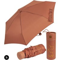 bisetti Taschenregenschirm Damen-Regenschirm, klein, stabil und kompakt, braun, mit goldenem Aufdruck auf dem Schließband von bisetti