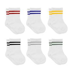 bistyle Baumwolle 6 Paar Baby Socken für Neugeborene Säugling 0-3 Monate bis 2-3 Jahre | Duftend Baby Socken | Jungen Mädchen Kleinkind Socken (as3, age, 12_months, 24_months, Weiß (Gestreift)) von bistyle