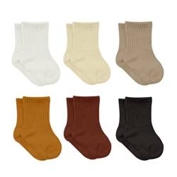 bistyle Baumwolle 6 Paar Baby Socken für Neugeborene Säugling 0-3 Monate bis 2-3 Jahre | Duftend Baby Socken | Jungen Mädchen Kleinkind Socken (as3, age, 2_years, 3_years, Braun) von bistyle