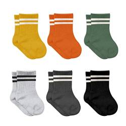 bistyle Baumwolle 6 Paar Baby Socken für Neugeborene Säugling 0-3 Monate bis 2-3 Jahre | Duftend Baby Socken | Jungen Mädchen Kleinkind Socken (as3, age, 2_years, 3_years, Orange (Gestreift)) von bistyle
