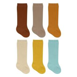 bistyle Baumwolle 6 Paar Baby Socken für Neugeborene Säugling 0-6 Monate bis 3 Jahre | Knielang Socken mit Griffen | Jungen Mädchen Kindersocken (DE/NL/SE/PL, Alter, 6 Monate, 12 Monate, Mehrfarbig) von bistyle