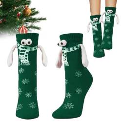 Weihnachts-Hand-in-Hand-Socken | Neuartige 3D-Puppe, Weihnachtsmann, Freundschaft, Handsocken | Weihnachts-Magnethandsocken, Geschenke für Männer, Frauen, Freunde, Paare Biteatey von biteatey