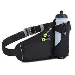 biyan Sport TrinkgüRteltasche Bauchtasche mit Flaschenhalter für MäNner Frauen Radfahren Wandern Wandern Schwarz von biyan