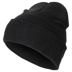 Strickmütze Beanie Mütze Olive/grün, balu/Navy, schwarz/Black 100% Wolle Damen Herren Wintermütze | für Frauen Männer Unisex Weich & Warm one Size (schwarz/Black) von blntackle76