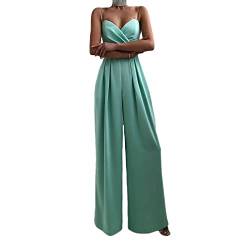 boapond Damen Jumpsuit V Ausschnitt Overall Ärmellos Hosenanzug Playsuit Hosenträger-Overall Elegant Lose Jumpsuit mit geradem Bein von boapond