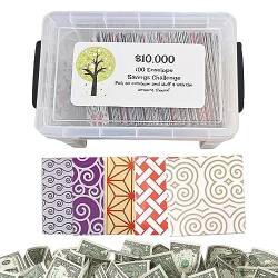 100-Umschlag-Challenge | Geldsparbox | Banknotenhüllen-Umschlag-Challenge-Kit, 100 Stück Geldsammelhüllen mit Aufbewahrungsbox für Familienbudget, Reisekasse Boiler von boiler
