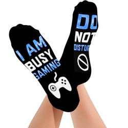 Socken „Bitte nicht stören“ - Ich bin beschäftigt, lustige Socken, Geschenk,Modischer lustiger Neuheitsdruck, langlebige, saugfähige, elastische Gamer-Socken für geheime Weihnachtsgeschenke, Boiler von boiler