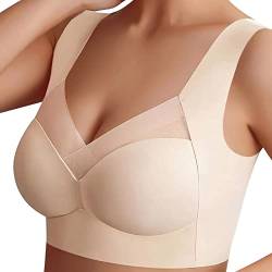 bolukets Damen Minimizer BH Nahtlos ohne Buegel Bustier Weicher Atmungsaktiver Leichter Push-Up BH Gepolstert Frauen Sexy Bralette Schlafen BH Mädchen Große Größen Vollschalen BH,Hautfarbe,3XL von bolukets