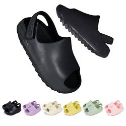 bolukets Kinder Hausschuhe Mädchen Jungen Badelatschen Sommer Weiche Open Toe Sandalen Rutschfest Kleinkinder Pantoletten Schnelltrocknend Dusch Cloud Schlappen Strand Badeschlappen,schwarz,21/22EU von bolukets