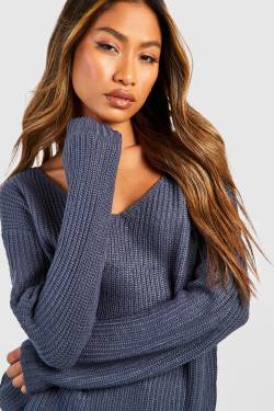 Basic Pullover Mit V-Ausschnitt - Ink - M, Ink von boohoo