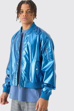 Boxy Fit Metallic Ma1 Bomber - Blue - M, Blue von boohoo