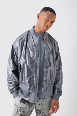 Boxy Fit Metallic Ma1 Bomber - Silver - M, Silver von boohoo