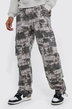 Camouflage Cargo-Hose Mit Geradem Bein, Tasche Und Elastischem Bund - Multi - S, Multi von boohoo