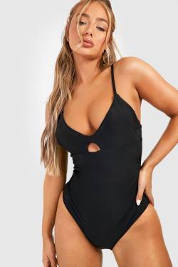 Control-Badeanzug Mit Key Hole Ausschnitt - Schwarz - 34, Schwarz von boohoo