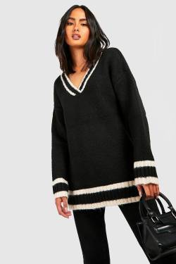 Cricket Pullover Mit Tiefem V-Ausschnitt - Black - L, Black von boohoo