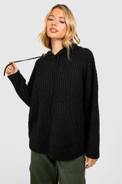 Gerippter Hoodie - Black - S, Black von boohoo