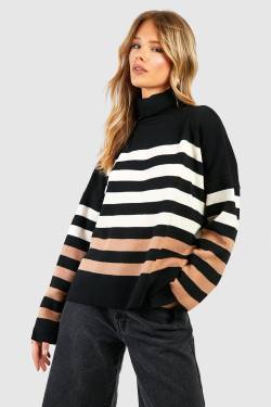 Gestreifter Pullover - Black - M/L, Black von boohoo