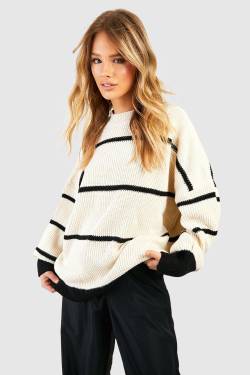 Gestreifter Pullover - White - M/L, White von boohoo