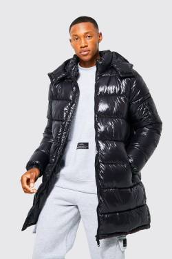 Hochglänzender Parka Mit Kapuze - Black - M, Black von boohoo