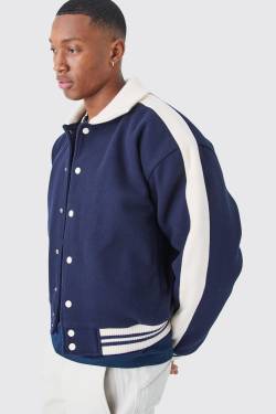 Kastige Melton Harrington-Jacke Mit Kragen - Navy - S, Navy von boohoo