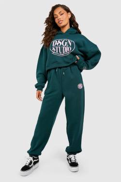 Kastiger Hoodie-Trainingsanzug Mit Dsgn Studio Slogan - Teal - L, Teal von boohoo