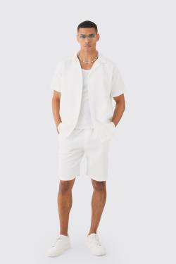 Kurzärmliges Oversize Hemd & Shorts - White - Xl, White von boohoo