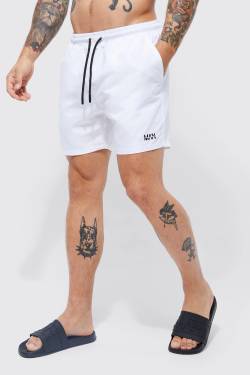 Kurze Original Man Badehose - White - S, White von boohoo