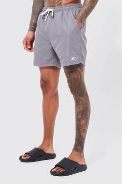 Mittellange Original Man Badehose - Grey - L, Grey von boohoo