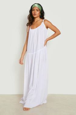 Nachhaltiges Maxi-Strandkleid In Knitteroptik - White - S, White von boohoo