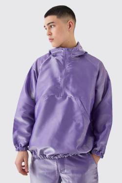 Oversize Metallic Windbreaker Mit Halbem Reißverschluss - Purple - M, Purple von boohoo