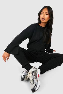 Oversize Pullover Mit Detail & Jogginghose - Black - One Size, Black von boohoo